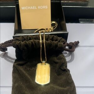 Michael Kors Gold Double-Sides Dog Tag Necklace